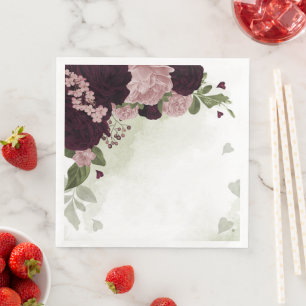 roze en cabernet bloemen groen servet
