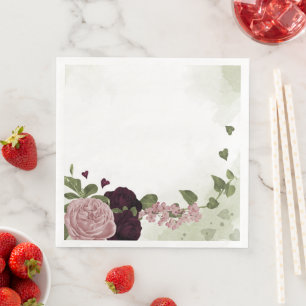 roze en cabernet bloemen groen servet