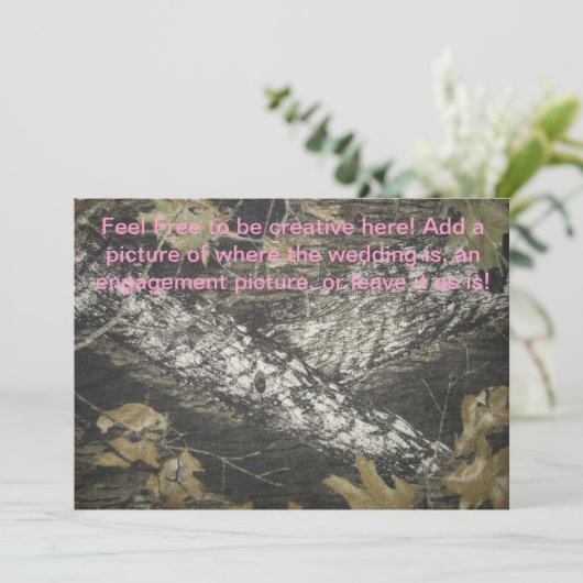 Roze en Camo Uitnodiging (Staand voorkant)