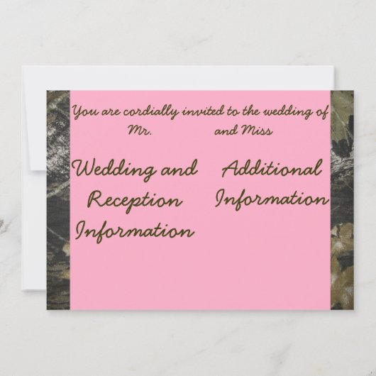 Roze en Camo Uitnodiging (Achterkant)