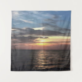 Roze en Cerulean Blue Artistic Ocean Sunrise Wandkleed