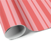 Roze en Cherry Red Retro Modern Stripe Patroon Cadeaupapier (Rol Hoek)