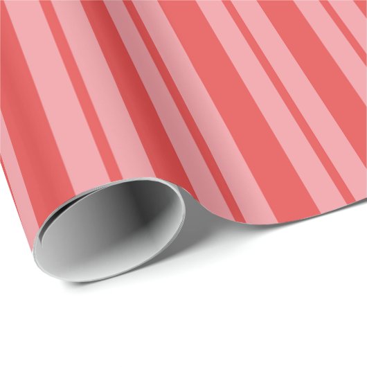 Roze en Cherry Red Retro Modern Stripe Patroon Cadeaupapier (Rol Hoek)