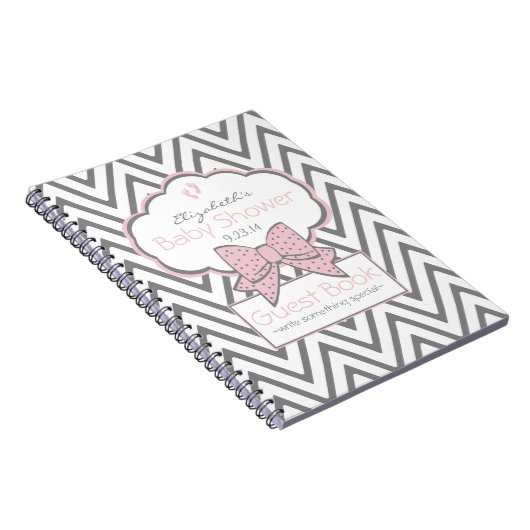 Roze en Chevron Baby shower Guest Book- Notitieboek (Rechterzijde)