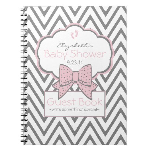 Roze en Chevron Baby shower Guest Book- Notitieboek (Voorkant)