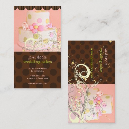 Roze en chocolade bakkerij/patserie visitekaartje (Voorkant / Achterkant)