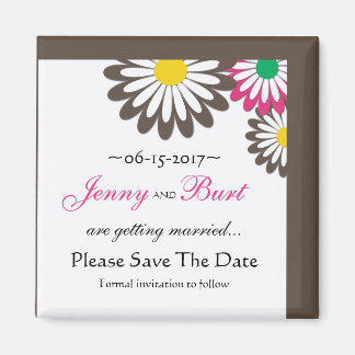 Roze en Chocolade Bloemen Save the Date Magnets Magneet