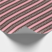 Roze en chocolade bruin Stripe vormgeving Cadeaupapier (Hoek)