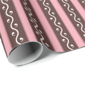 Roze en chocolade bruin Stripe vormgeving Cadeaupapier (Rol Hoek)