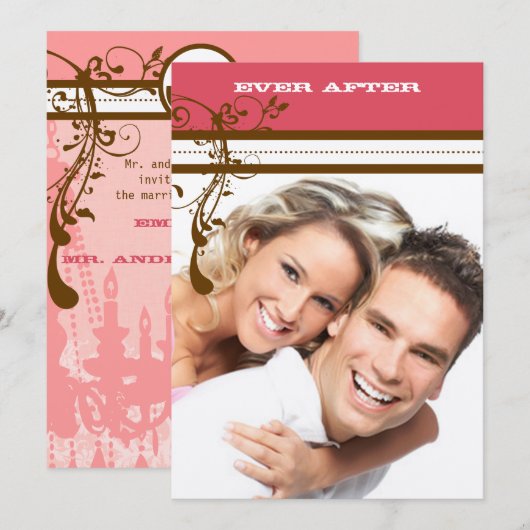 Roze en chocolade bruine  luchters kaart (Voorkant / Achterkant)