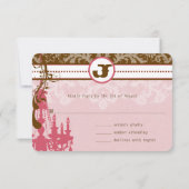 Roze en chocolade bruine luchters RSVP Kaartje (Achterkant)