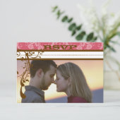 Roze en chocolade bruine luchters RSVP Kaartje (Staand voorkant)
