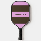 Roze en chocolade bruine strepen van STaylor Pickleball Paddle (Achterkant)