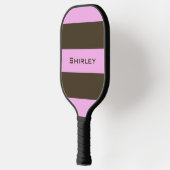 Roze en chocolade bruine strepen van STaylor Pickleball Paddle (Links)