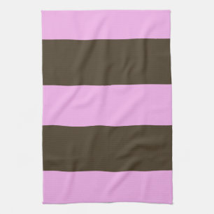 Roze en chocolade bruine strepen van STaylor Theedoek