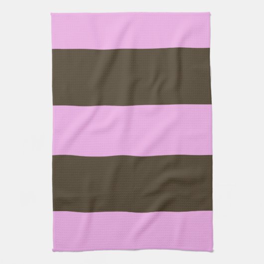 Roze en chocolade bruine strepen van STaylor Theedoek (Verticaal)