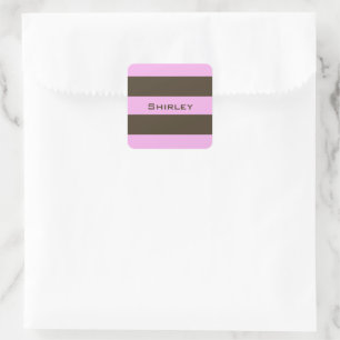 Roze en chocolade bruine strepen van STaylor Vierkante Sticker