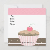 Roze en chocolade Cupcake Birthday Uitnodiging (Achterkant)