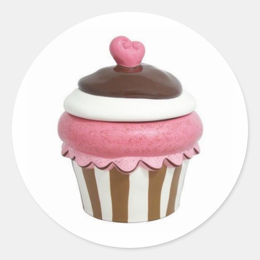 Roze en chocolade cupcake sticker vel (Voorkant)