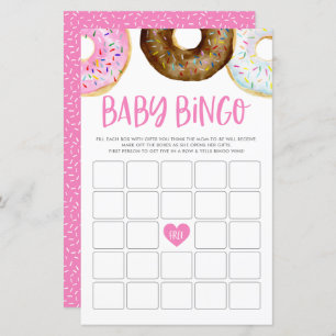 Roze en chocolade Donuts Baby Bingo Game Kaart