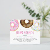 Roze en chocolade Donuts Baby Brunch Invitation (Staand voorkant)