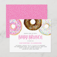 Roze en chocolade Donuts Baby Brunch Invitation
