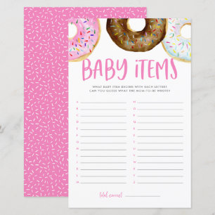 Roze en chocolade donuts Baby Items Shower Game