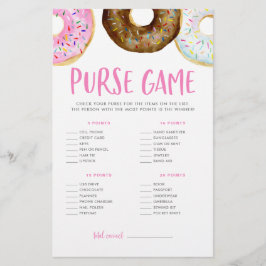 Roze en chocolade Donuts Baby shower Purse Game