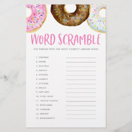 Roze en chocolade Donuts Baby Word Scramble Game