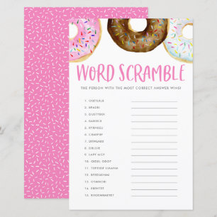 Roze en chocolade Donuts Baby Word Scramble Game