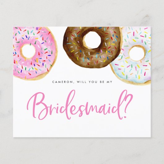 Roze en Chocolade Donuts Be My Bridesmaid (Voorkant)