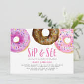 Roze en Chocolade Donuts Sprinkles Sip and See Kaart (Staand voorkant)