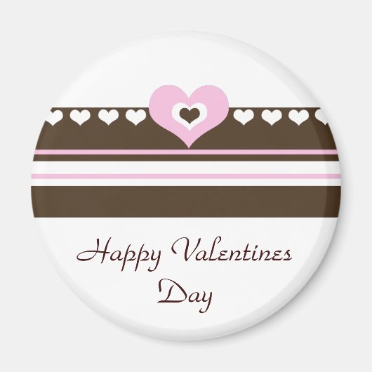 Roze en Chocolade Hartjes Valentijnsdag Magneet (Voorkant)