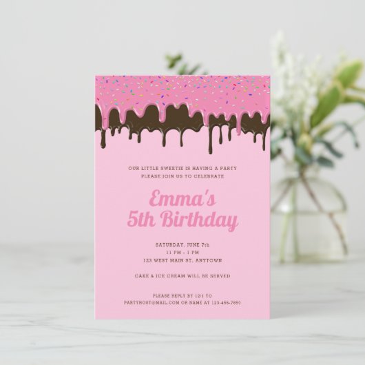 Roze en chocolade ijs vanaf de geboorte in kaart (Staand voorkant)