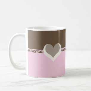 Roze en chocolade kant koffiemok