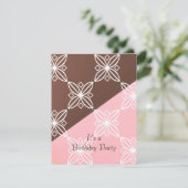 Roze en chocolade Moderne uitnodiging voor geboort (Staand voorkant)