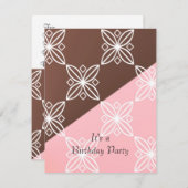 Roze en chocolade Moderne uitnodiging voor geboort (Voorkant / Achterkant)