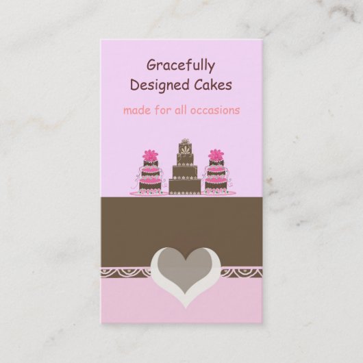 Roze en Chocolade Ontwerptaarten Visitekaartje (Voorkant)