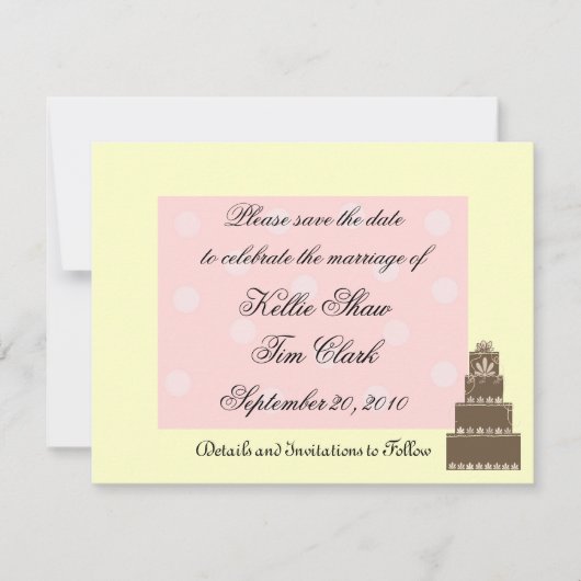 Roze en Chocolade Save the Date (Voorkant)