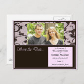 Roze en Chocolade Save the Date bruiloft Kaarten (Voorkant / Achterkant)