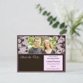 Roze en Chocolade Save the Date bruiloft Kaarten (Staand voorkant)