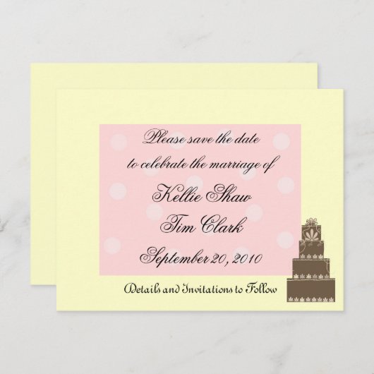 Roze en chocolade Sla de datum op Save The Date (Voorkant / Achterkant)