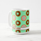 Roze en Chocolade Sprinkle Donut Care Mint Green Koffiemok (Voorkant links)