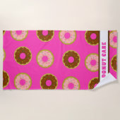 Roze en Chocolade Sprinkled Donut Care Roze Strandlaken (Voorkant)