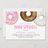 Roze en chocolade Waterverf Donuts Baby Sprinkle Kaart (Voorkant)