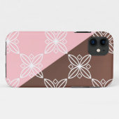 Roze en chocoladebruin bloempatroon Case-Mate iPhone case (Achterkant (horizontaal))