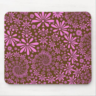 Roze en chocoladebruine bloemenpatroon muismat