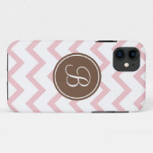 Roze en chocoladebruine monogram Case-Mate iPhone case (Achterkant (horizontaal))