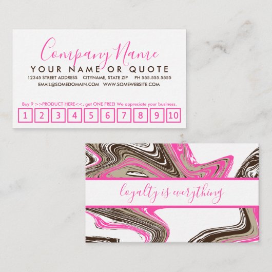 roze en chocoladestrokken trouwe punker klantenkaartje (Voorkant / Achterkant)