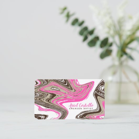 roze en chocoladestrokken visitekaartje (Staand voorkant)